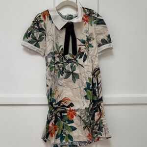 Floral Collared Dress with Black Bow Kids